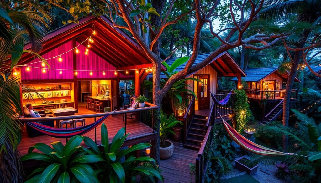 Mamasan treehouses featuring party accommodations in Tulum