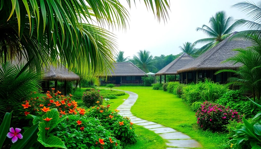 vibrant greenery during rain