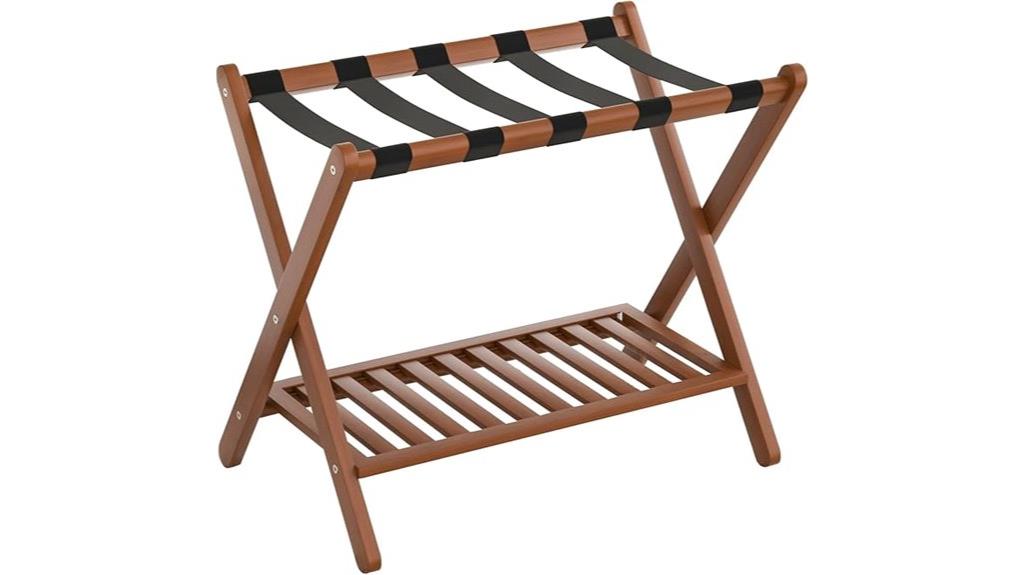 bamboo luggage rack with shelf