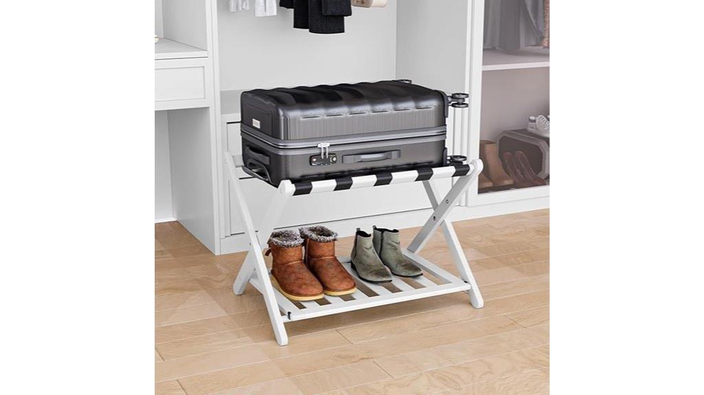 bamboo luggage shoe rack