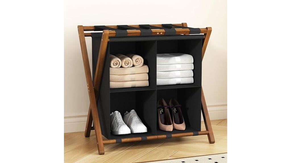 bamboo suitcase storage rack