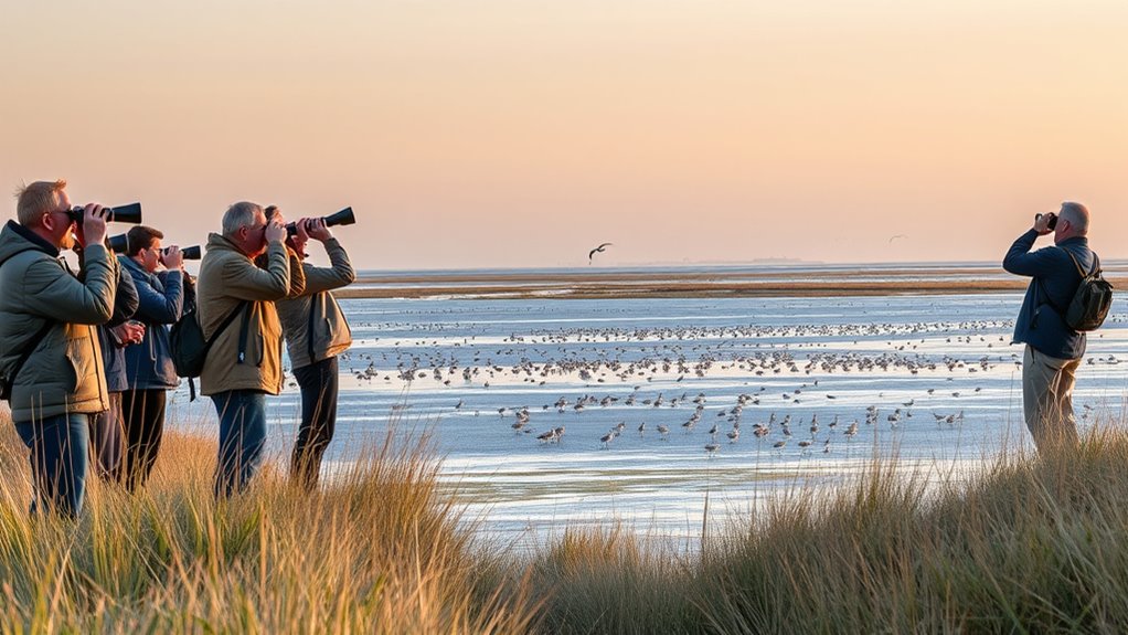 birds migrating through wadden sea