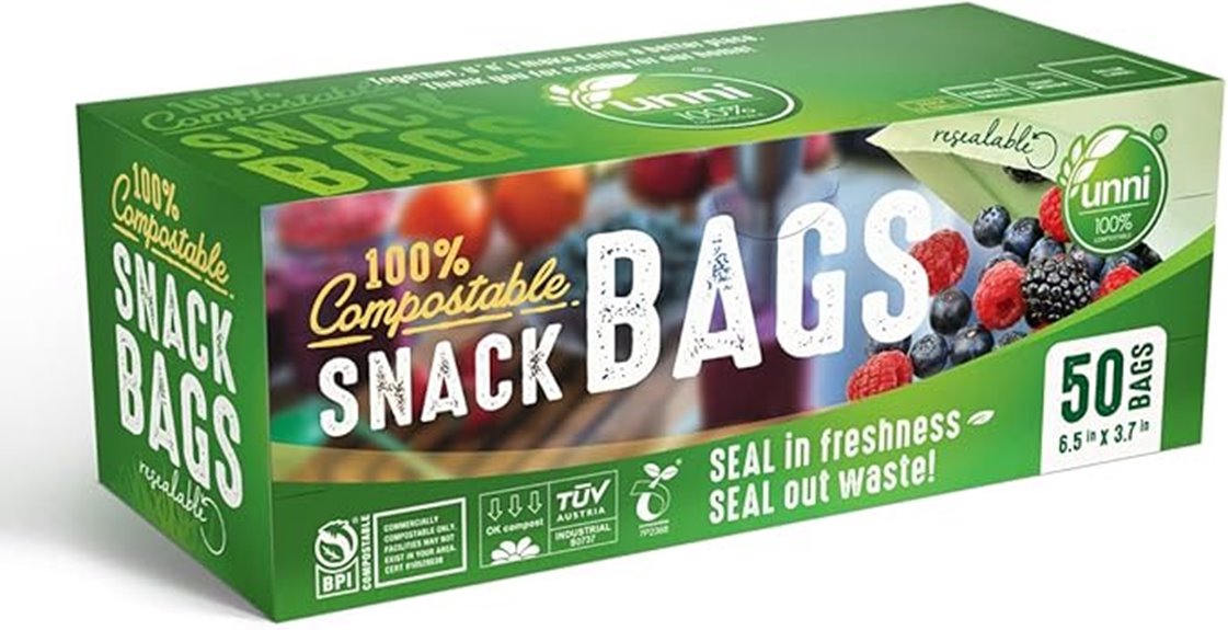 compostable snack bags 50