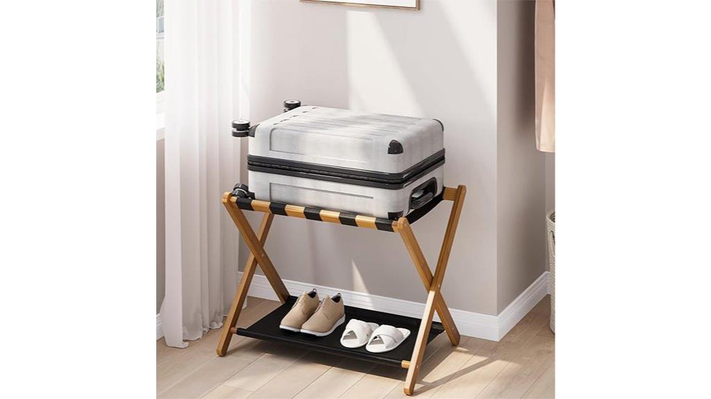 foldable luggage rack with shelf