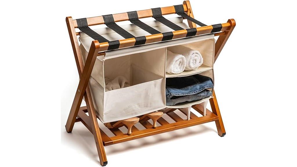 folding bamboo luggage rack
