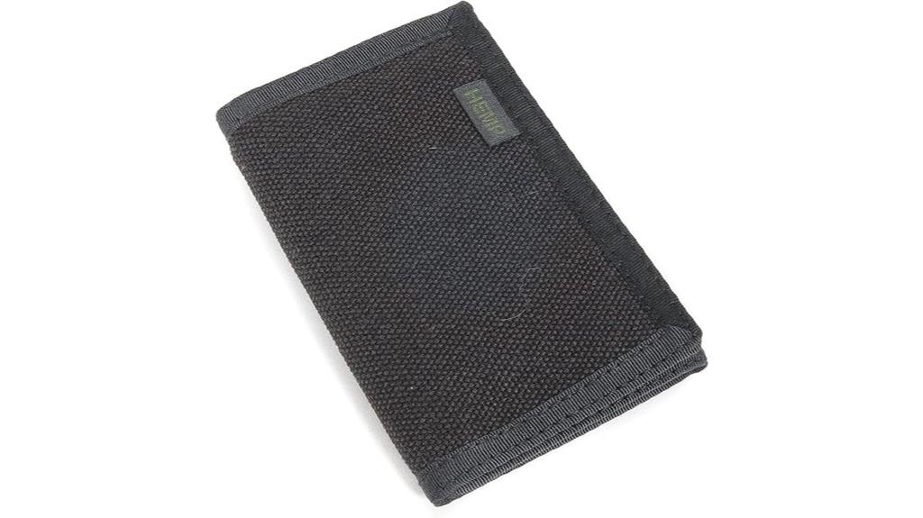 hemp black tri fold wallet