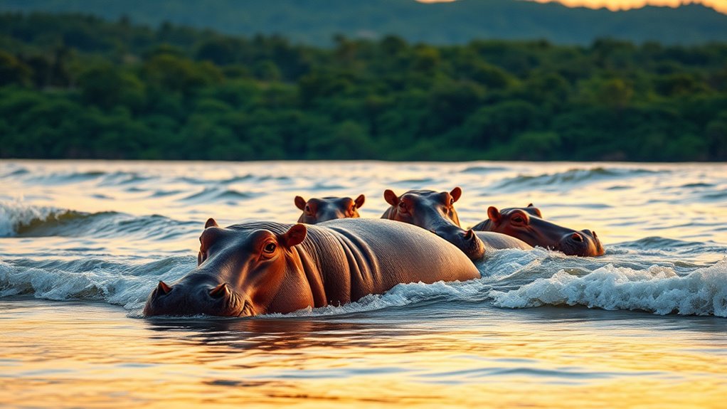 hippos aquatic communication adaptations