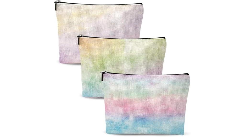 pastel rainbow makeup bags