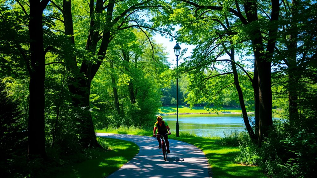 safe green belt cycling