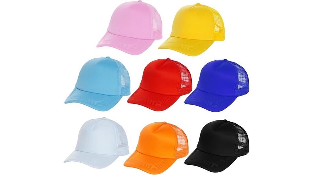 set of eight baseball caps