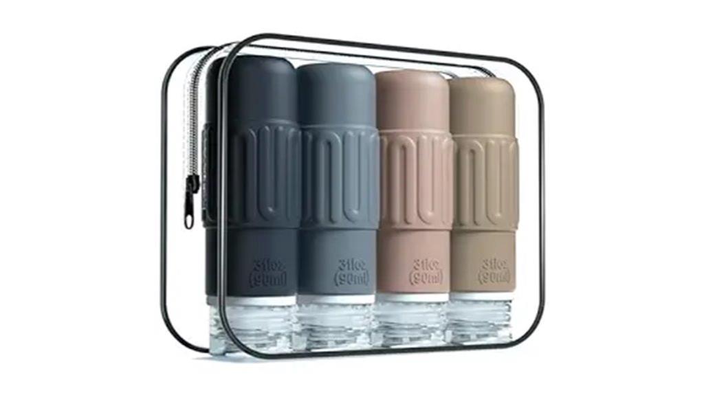 set of four travel bottles