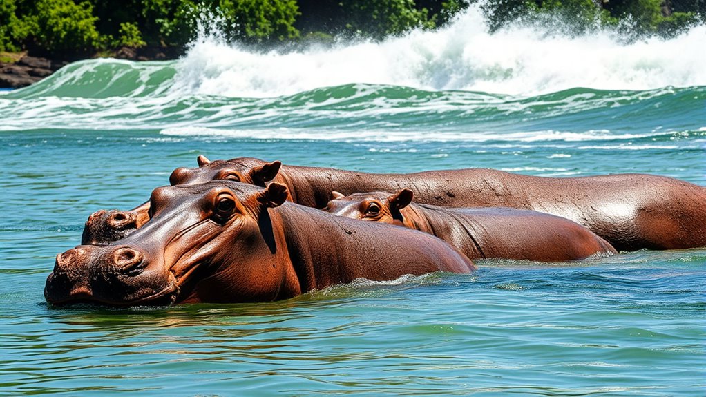 surfing hippos conservation gabon