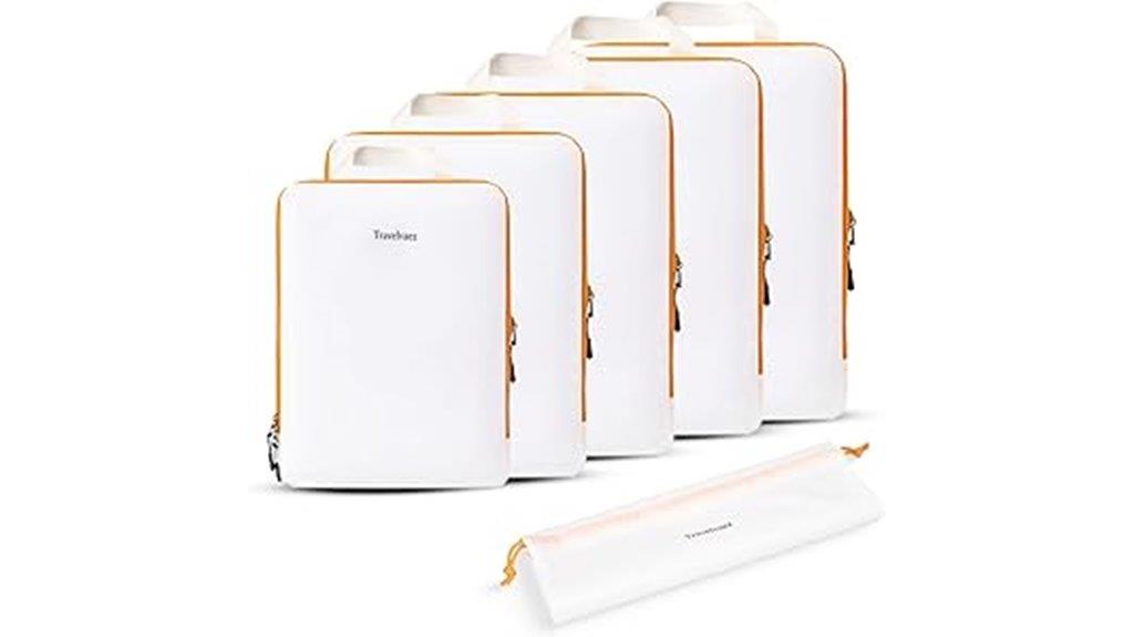 white compression packing cubes