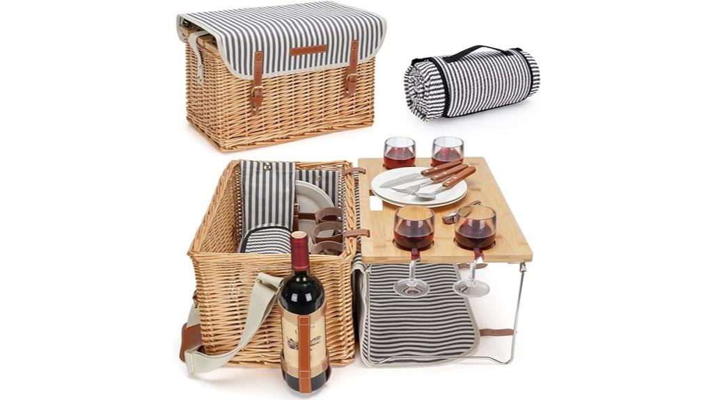 wicker basket for four