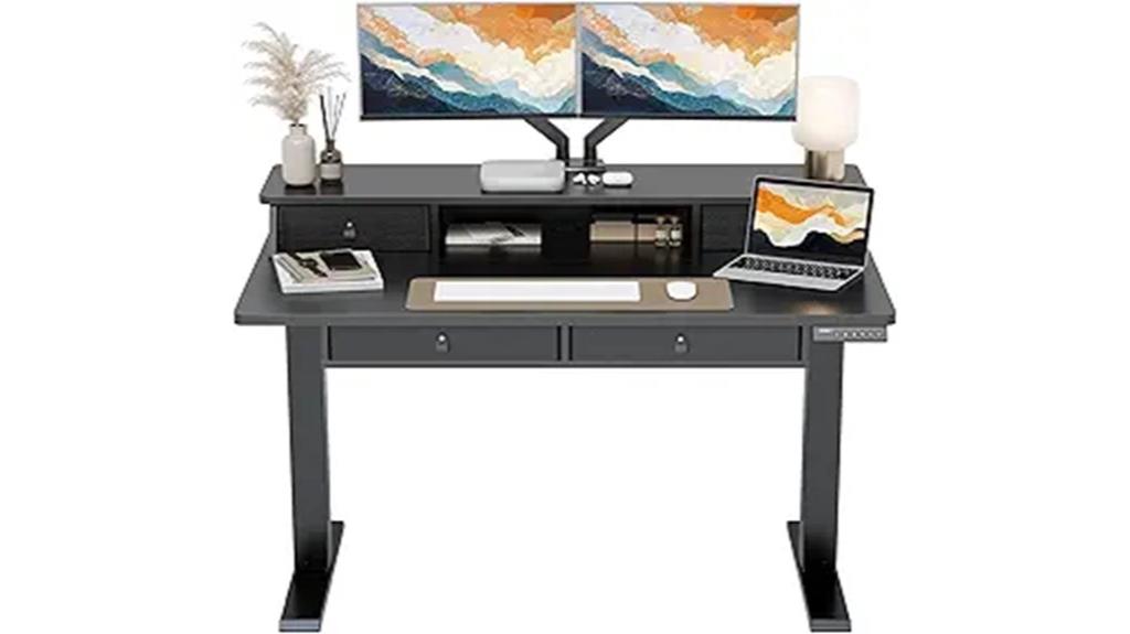 adjustable desk with storage