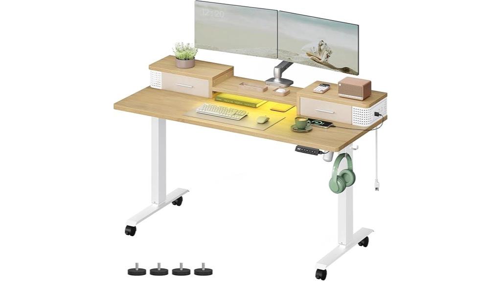 adjustable desk with storage