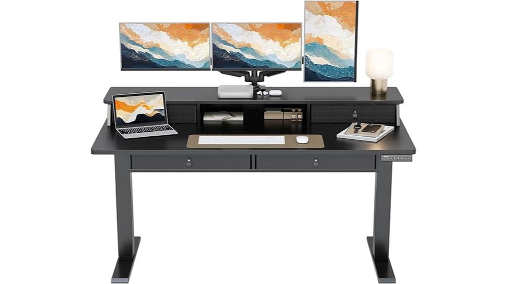 adjustable desk with storage