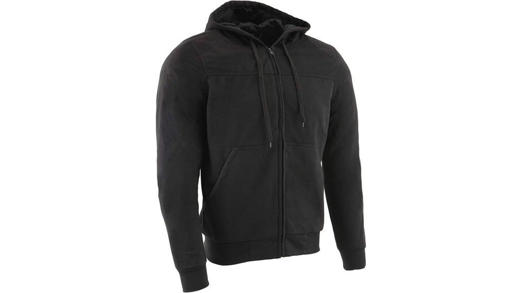 black motorcycle hoodie armor