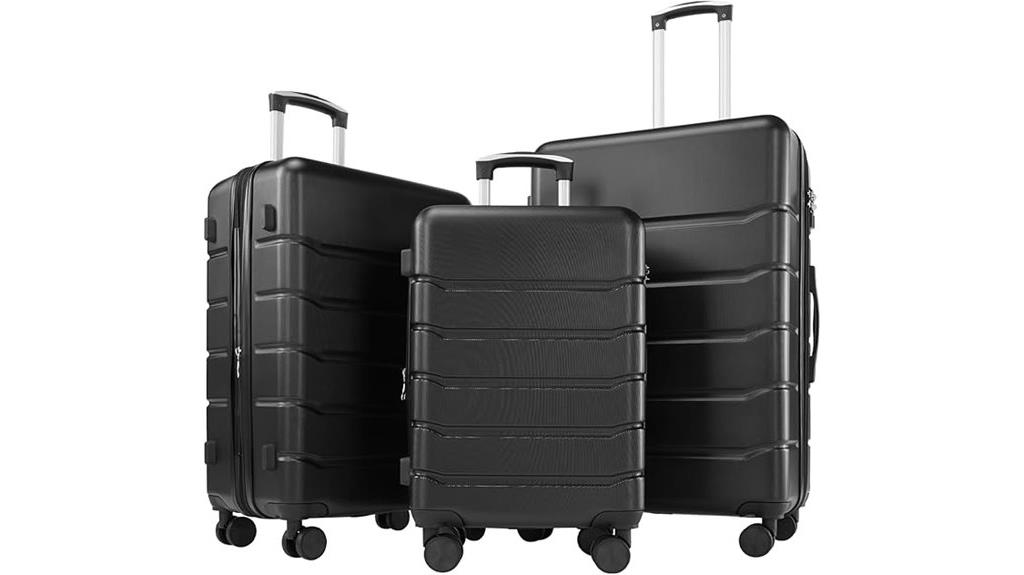 black spinner wheel suitcase