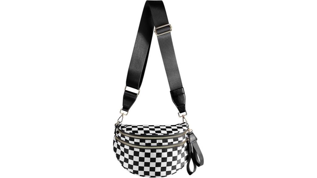 black white checkered bag
