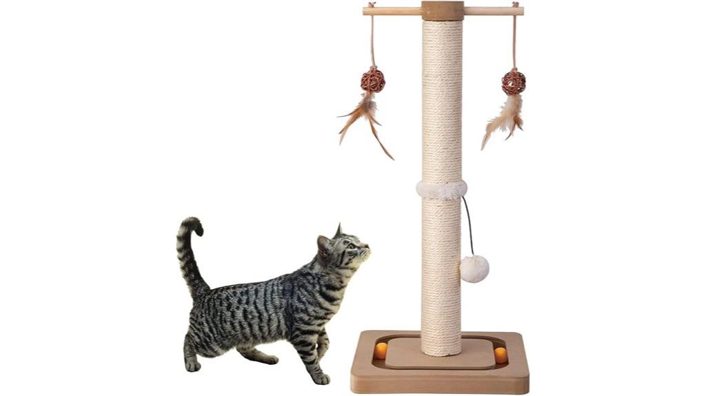 cat scratching post with toys