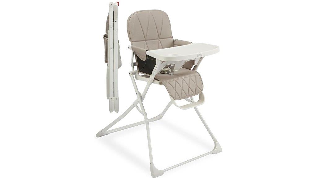 compact taupe folding high chair