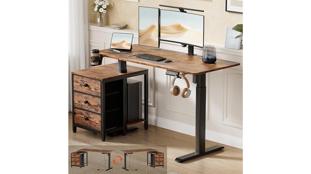 electric desk with drawers