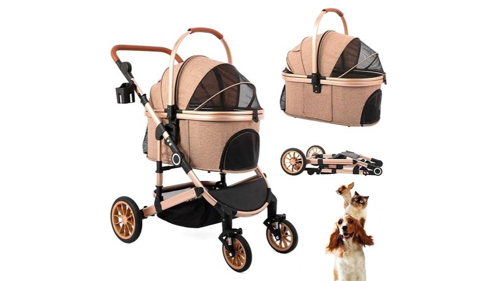 foldable pet stroller with carrier