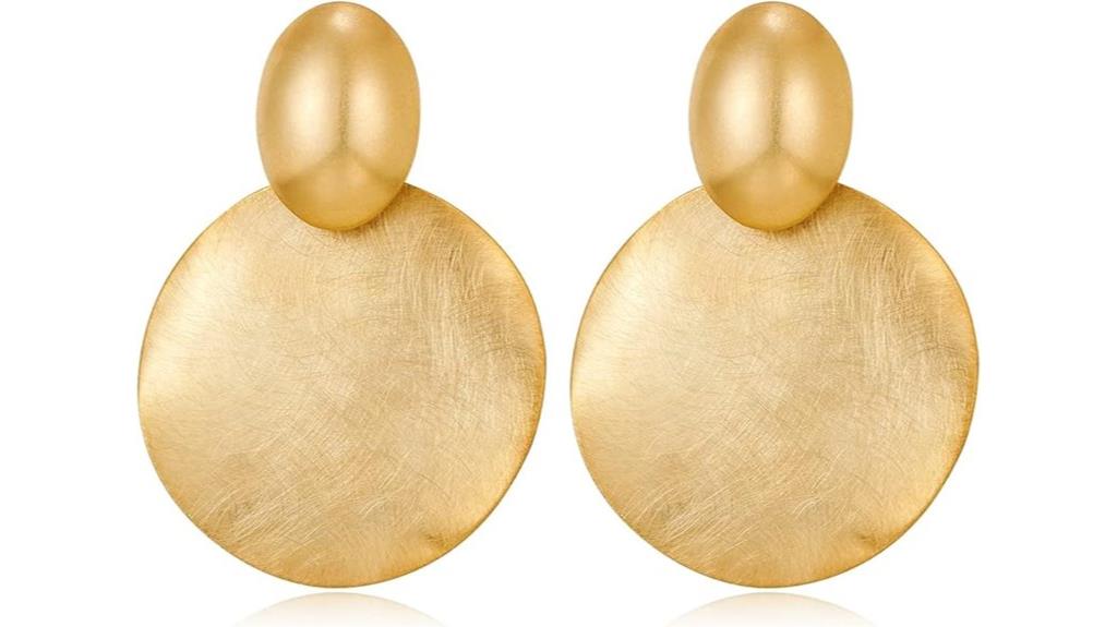 gold hammered disc earrings