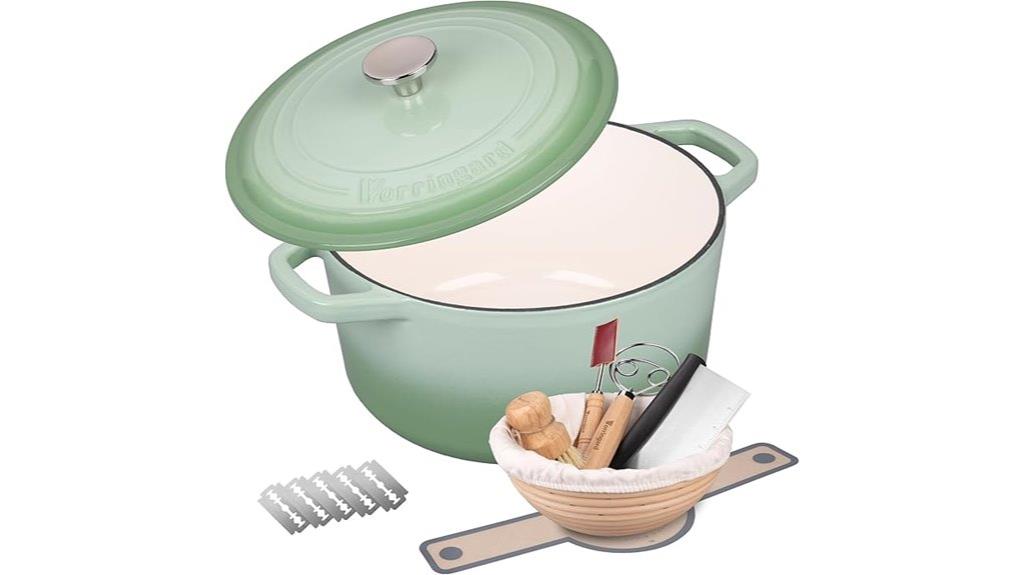 green 6qt enameled dutch oven