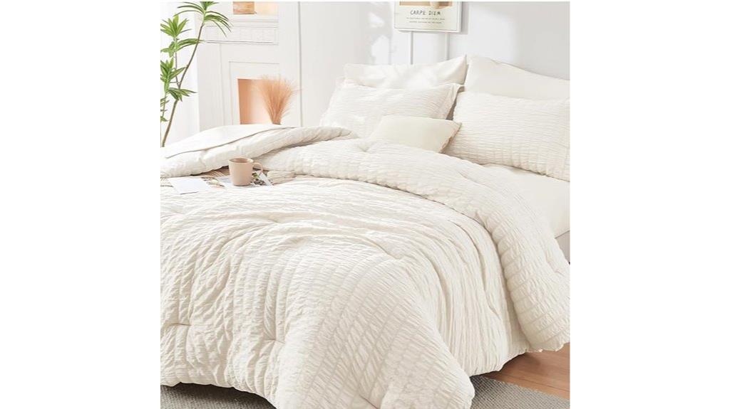 ivory seersucker king bedding
