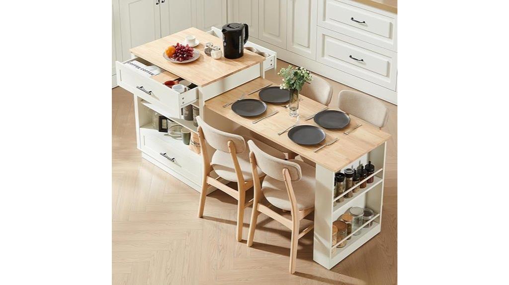 kitchen island with extendable table