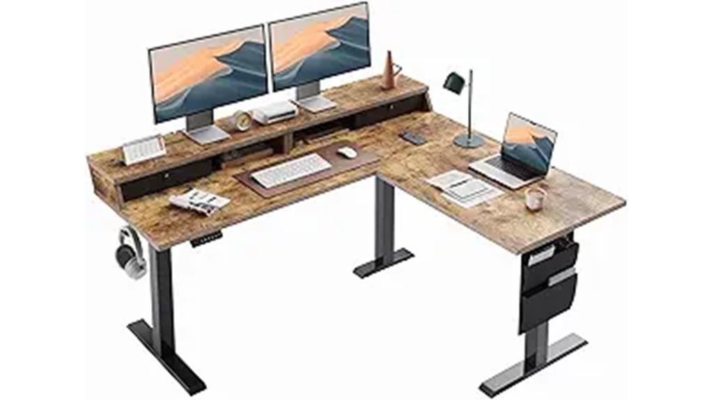 l shaped electric desk