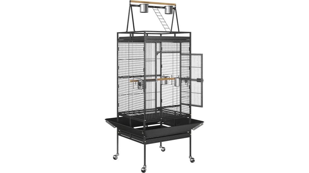 large rolling birdcage with playtop