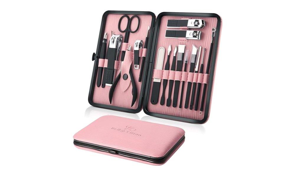 pink 18 piece manicure set