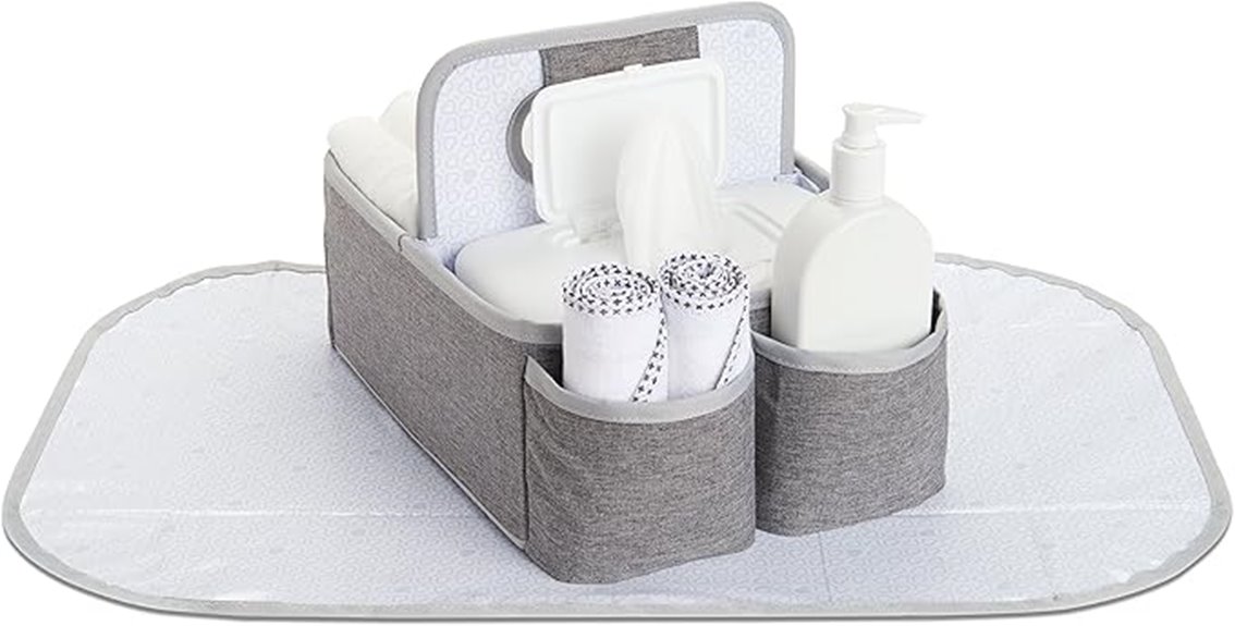 portable grey diaper organizer