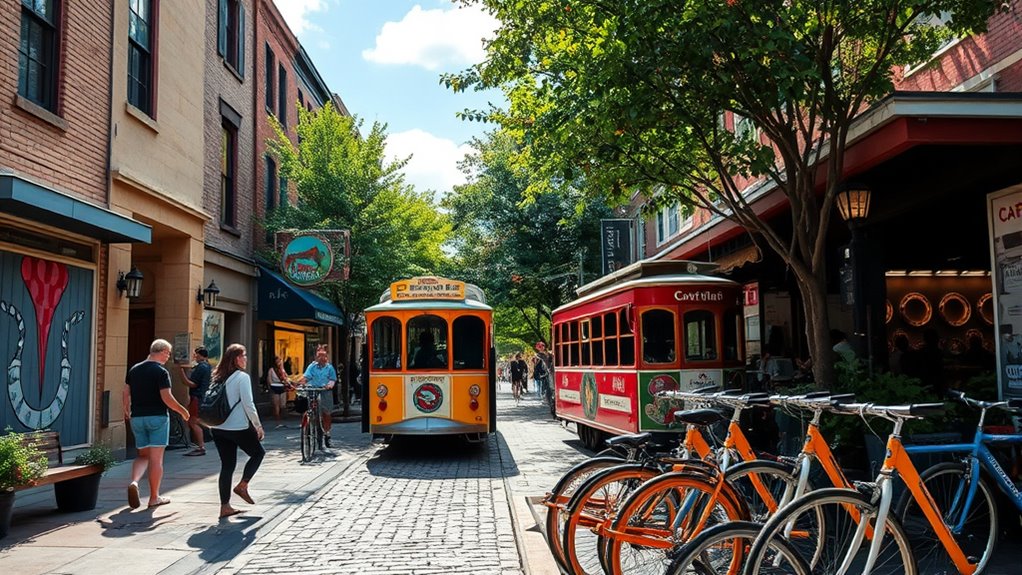 public transit and bike rentals