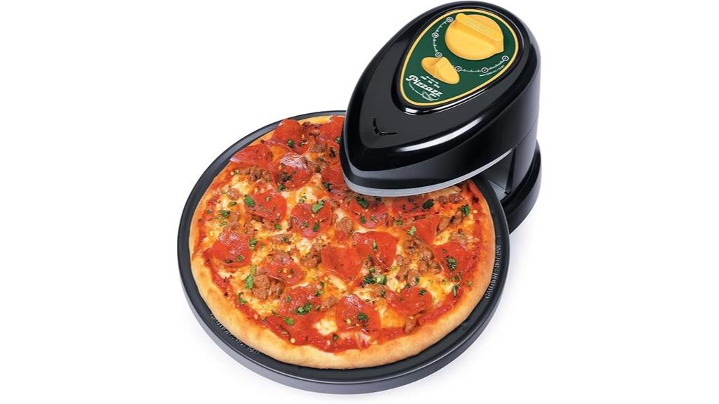rotating oven with pizza