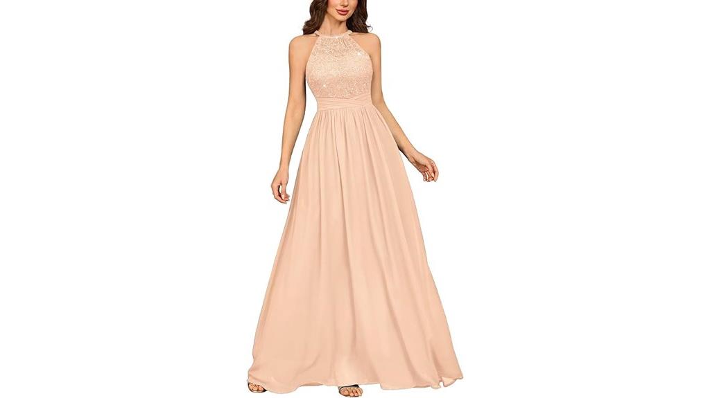 sequin lace halter dress