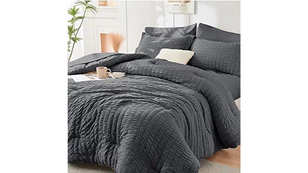 seven piece dark grey bedding