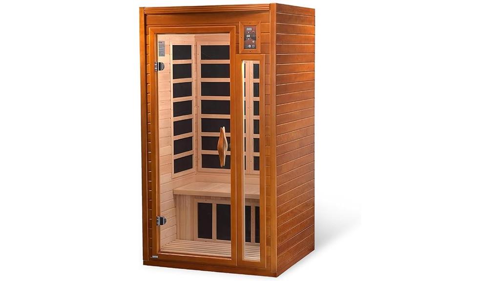 small infrared sauna with red light