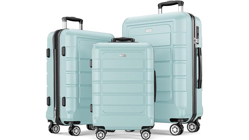 stylish mint green luggage