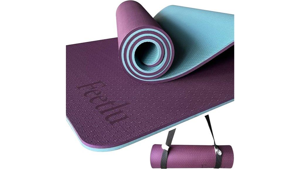 thick yoga mat with strap