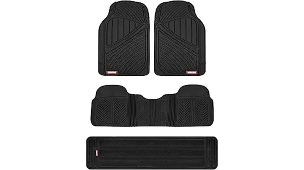 three row rubber car mats