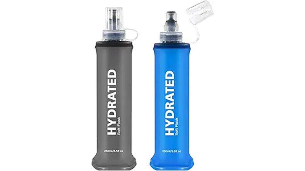 two soft water bottles
