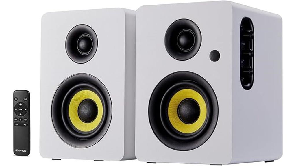 white hifi bookshelf speakers