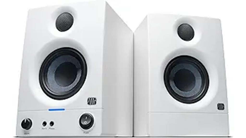 white pair studio monitors