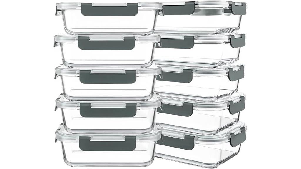 10 pack glass food storage