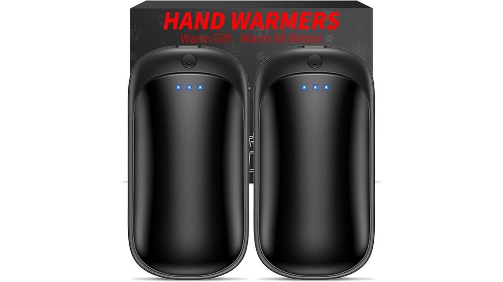 two rechargeable hand warmers
