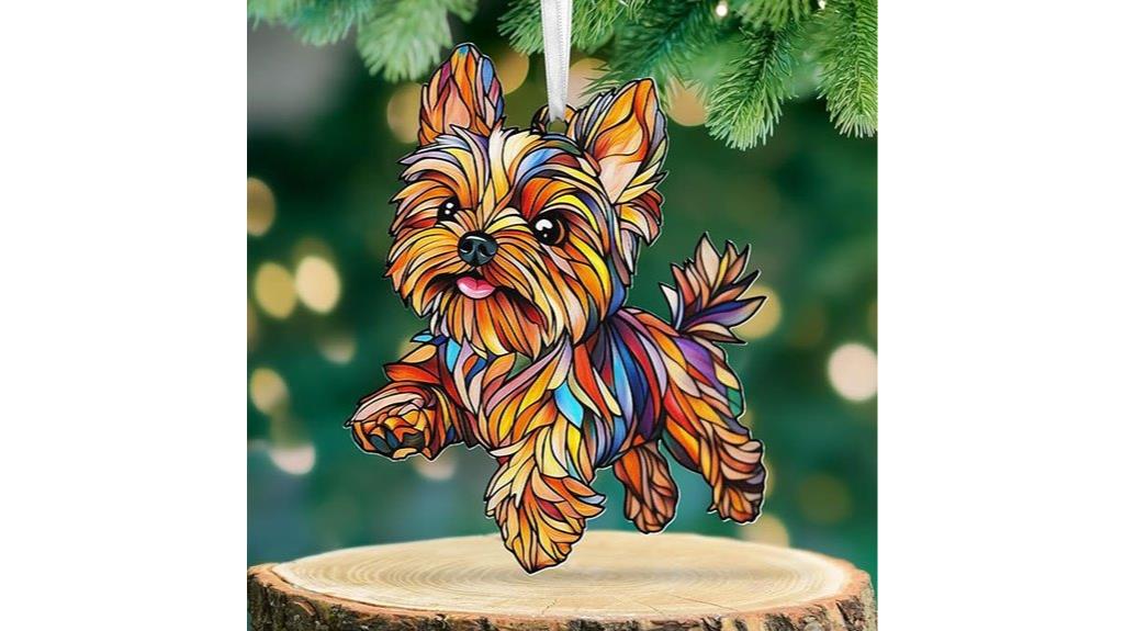 yorkie acrylic christmas ornament